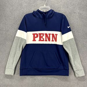Nike Dri Fit Penn St Hoodie Mens Medium Blue Gray White Pullover Logo Sweatshirt